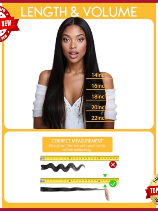 22 Inch Straight Human Hair Clip-In Extensions, 8 Piece Set, Ultra Thin Weft main image 5